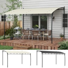 3 x 4m Metal Lean To Pergola, UV-Resistant Outdoor Gazebo Sun Shade