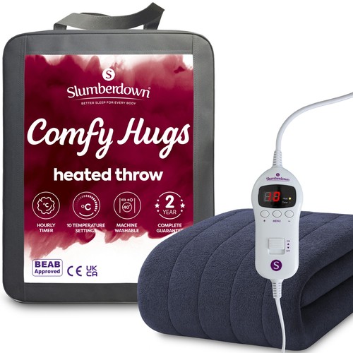 Heated throw blanket blue - in,