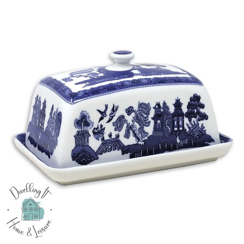 Blue willow covered butter - willow,