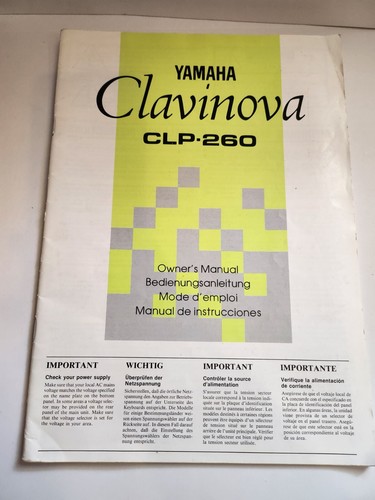 Yamaha clavinova clp 260 - yamaha,
