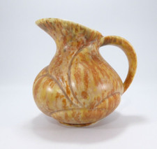 Orange Art Deco Style Crown Devon Jug Flower Arranging Carved Pitcher Jug 