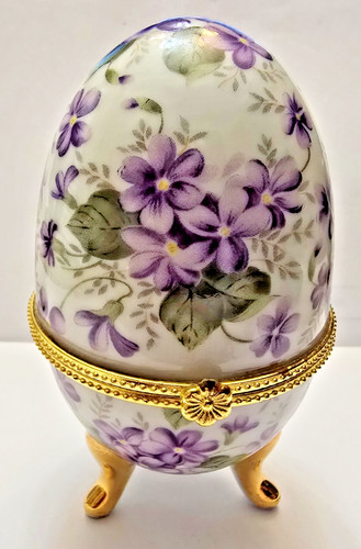 Vintage egg shape trinket box - vintage,