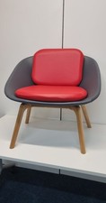Calibre Avis Breakout Furniture-Low Back Designer Chair-Oak Leg-Red Grey Seating