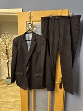 MAGEE Ireland Pinstripe Men's Pure New Wool Suit 46 S  40 S Trousers Dark Blue