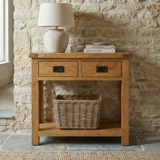 Hall Table 2 Drawer Rustic Oak