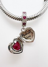 Forever Love Openable Heart Dangle Charm Genuine 925 Sterling Silver 💖
