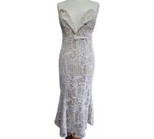 Jarlo London Cream Lace Plunge Sweetheart Midi Dress Party Cocktail Strapless 10