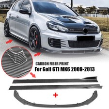 For Golf MK6 2010-2013 GTI Front Bumper Lip Side Skirt Extension Carbon Style