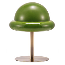 Traditional Antique Brass Bankers Desk Lamp with Green Mushroom Glass Shade b...