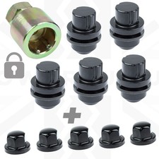 Locking wheel nut kit Black for Land Rover Classic Defender Alloys 5pc+Key+Cover