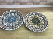 Vintage Moroccan / Tunisian Painted Ceramic Multicolour Serving Bowl 12”