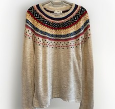 Vintage Knit Jumper Iceland Nordic Style Size L Yoke Patterned Soft Knit