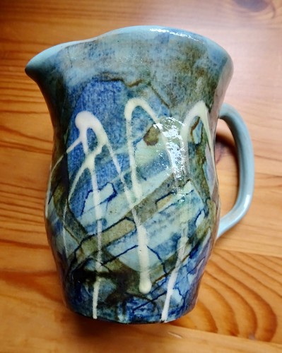 Unique pottery jug green - unique,
