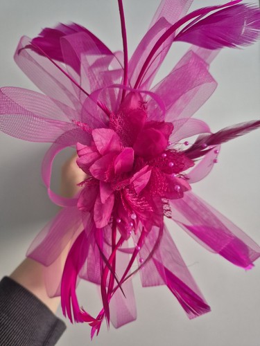 Women pink flower feather - pink,