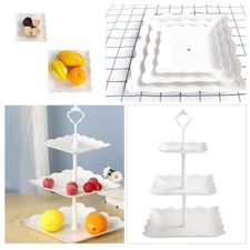 3 Tier Modern Square Cake Stand Afternoon Tea Wedding Party Plates Tableware