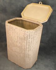 Vintage Lloyd Loom Lusty Cream White Woven Wicker Octagonal Laundry Basket Hampe