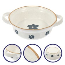 Ceramic Food Bowl Soup Bowl with Handles Salad Bowl Dessert Fruit Storage Bowl