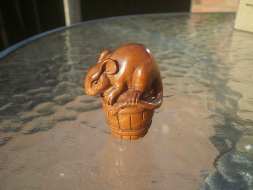 Hand carved wood netsuke - hand,