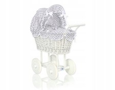 White Wicker Doll Pram High