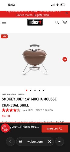 New unopened weber smokey joe - unopened,