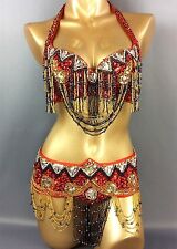 Bollywood Carnival Outfits Sets Belly Dance Costume Bra Top Belt Hip Scarf Skirt