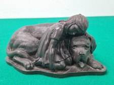 Saint Bernard & Girl HEREDITIES Bronze Resin Dog Figure Ornament Cold Cast