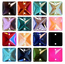 AUREA Crystals A3240 Square Sew-On Stones Crystals 2 Holes for Sewing