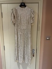 H & M Sequin Evening Dress Size 18 Silver/champagne Colour