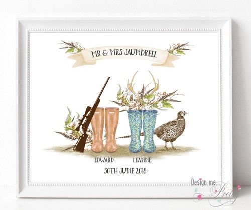 Hunting wellies wedding print - hunting,