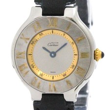 CARTIER Must 21 Gold Plated Steel Quartz Ladies Watch W10073R6 Polished