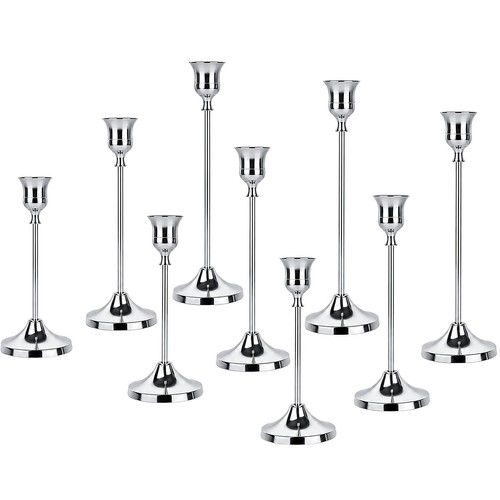 Pcs silver candle holders - 9,