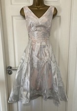 BNWT GORGEOUS COAST SILVER BLUSH FIT FLARE OCCASION MIDI DRESS SIZE 14 £169