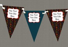 Brown And Dark Blue Personalised Shabby Chic Garden Tea Party Bunting