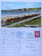 1950s Swanage Dorset Seafront Postcard with Beach Huts & Vintage Cars
