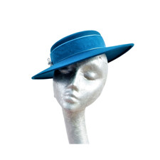 Catherine - Teal Felt Boater