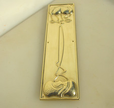 Brass Finger Plate Push Door Handle Art Nouveau Floral Flowers Antique STYLE