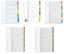 Q-Connect A4 File Dividers Numbered Coloured Plastic Tabs Subject Reinforced