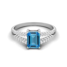 Emerald Cut Natural Swiss Blue
