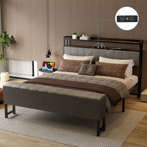 4ft6 luxury grey - fabric, bed