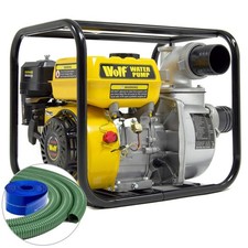 3” Petrol Water Pump with 5m Suction + 10m Layflat Hose High Flow Transfer Wolf