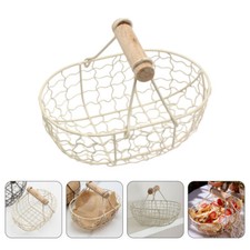  White Egg Boxes Wire Storage Basket Wrought Iron Beige Multi-purpose