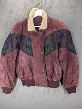 Vintage Aztec Navajo Suede Leather Jacket Women's Size 10 Blanket  Sherpa Snap 