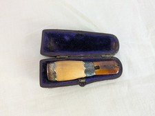 Antique Cheroot Holder Silver Amber & Wood with Case Hallmarked 1916 (Damaged)