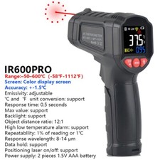 IR600PRO Digital Infrared Thermometer -50~600 Degree Temperature Meter °C F Unit