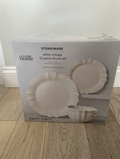 George Home Stoneware White Vintage 12 Piece Dinner Set Xmas Partys