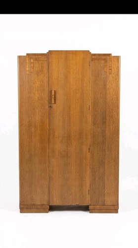 Vintage art deco oak wardrobe - vintage,