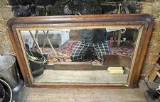 ?Antique Overmantel Mirror – Victorian Wooden Frame with Foxing & Charm?88cm
