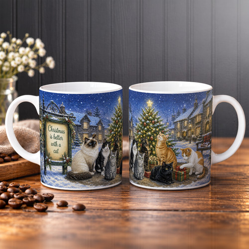 Christmas cat mug - christmas, mug,