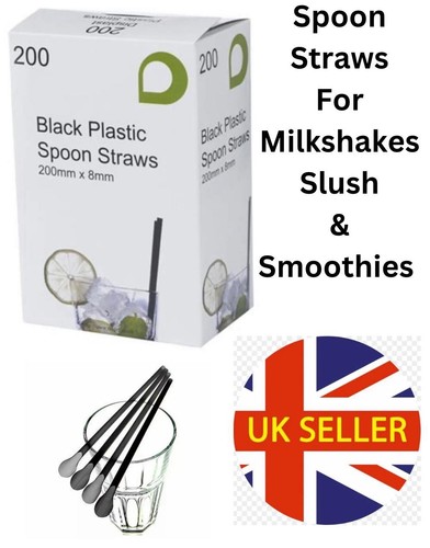 Black spoon straws - black,