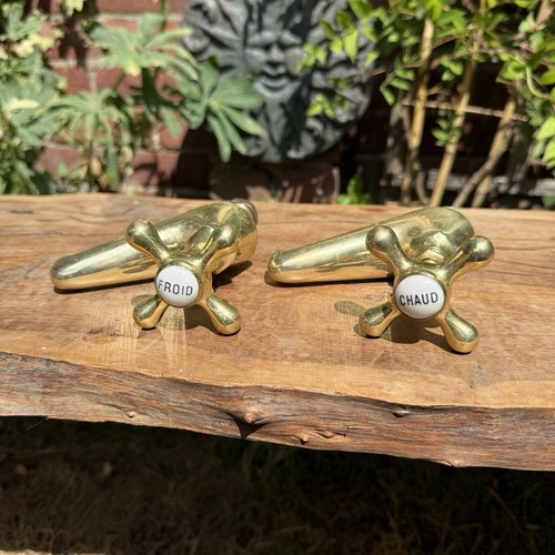 Vintage solid brass basin - brass, taps